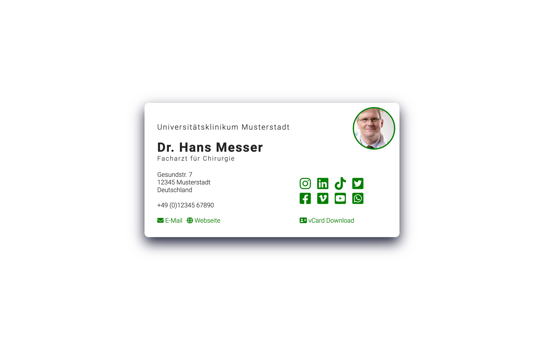 QR-Code-Ring mit Visitenkarte