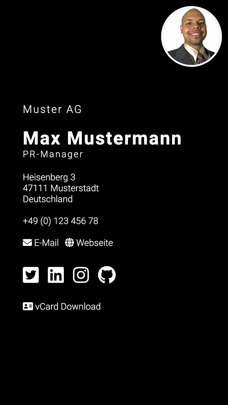 QR-Code-Ring mit Visitenkarte