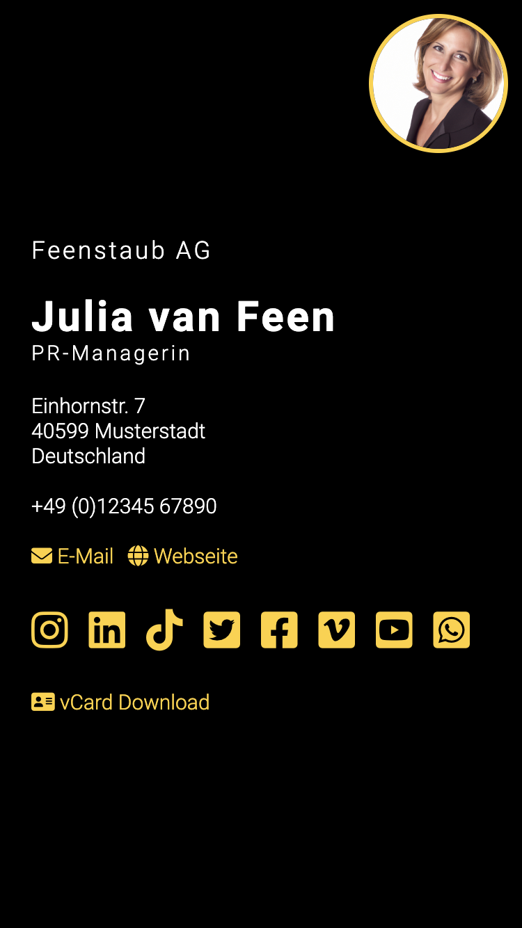 QR-Code-Ring mit Visitenkarte