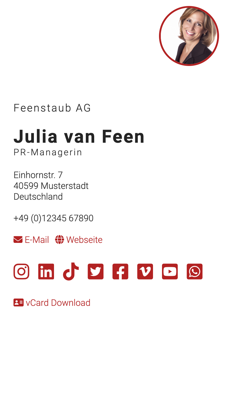 QR-Code-Ring mit Visitenkarte