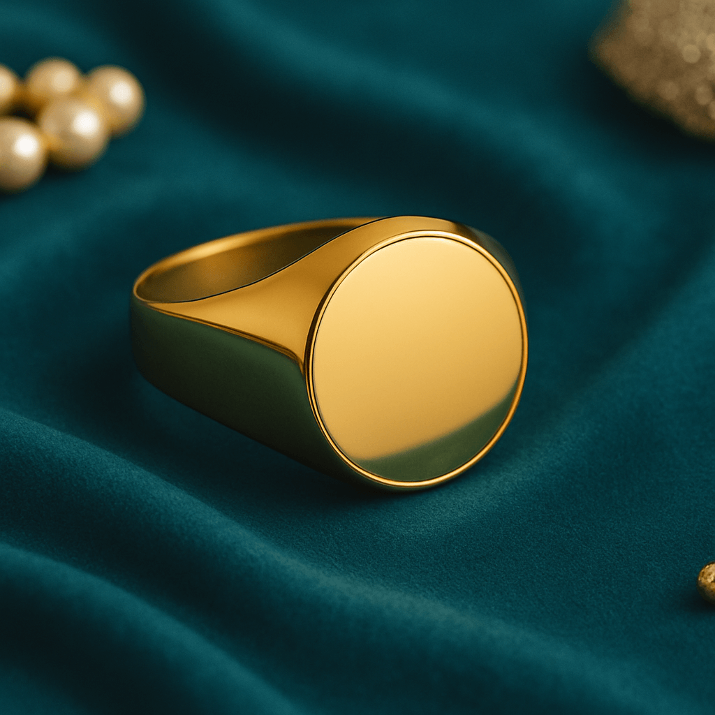 Siegelring 925 Sterling Silber rund vergoldet